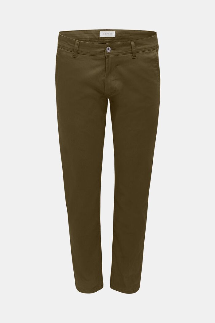Stretch cotton chinos, OLIVE, detail image number 0