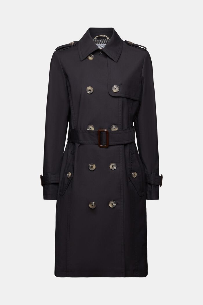 Belted Double-Breasted Trench Coat, BLACK, detail image number 6