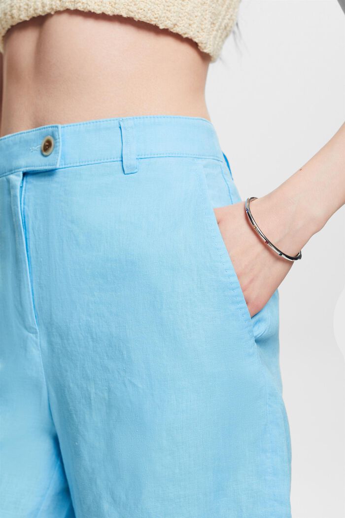 Linen Cuffed Shorts, LIGHT TURQUOISE, detail image number 4