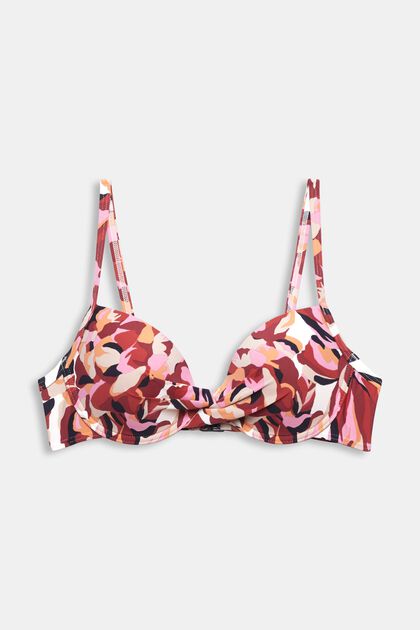Padded and underwired bikini top with floral print