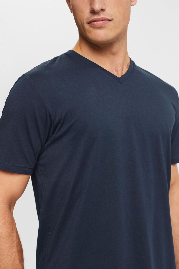 V-neck t-shirt of sustainable cotton, NAVY, detail image number 0