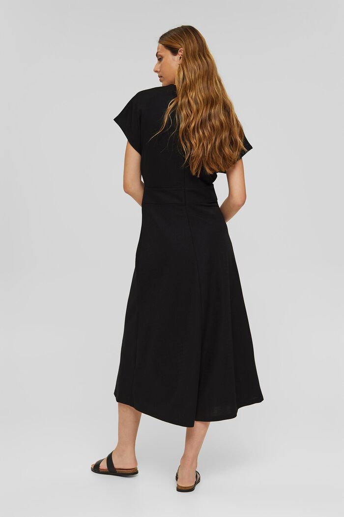 Wrap-effect flared midi dress in jersey, BLACK, detail image number 2