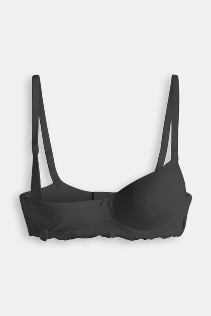 Nursing bra with underwiring and lace, BLACK, overview