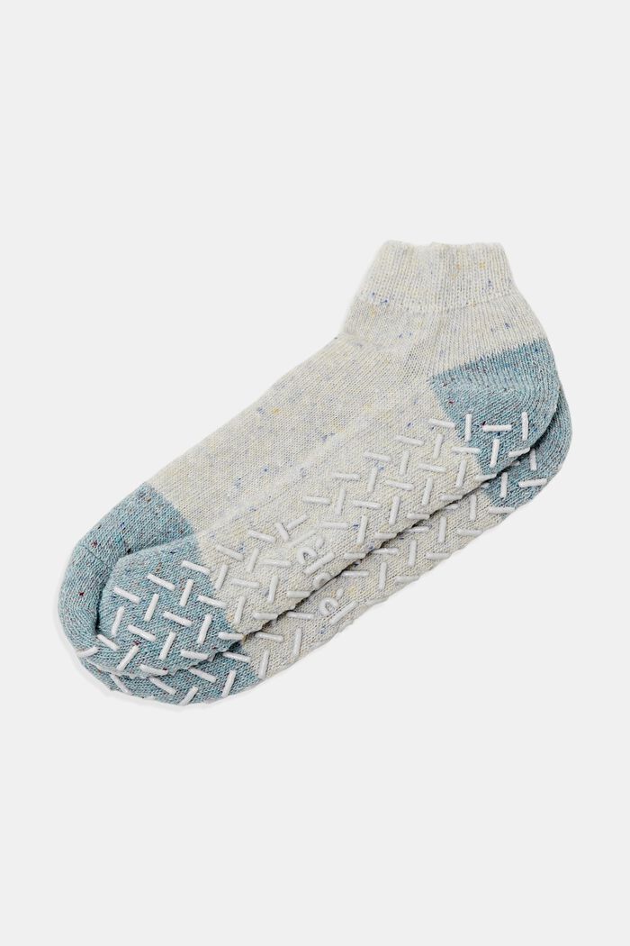 Non-slip short socks, wool blend, CLOUD MELANGE, detail image number 0