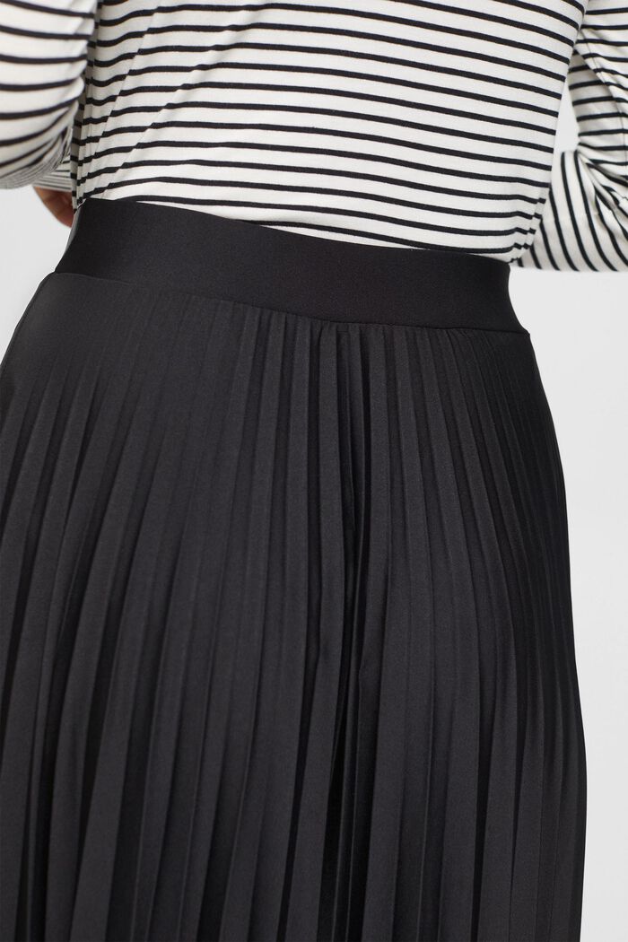 Pleated midi skirt with belt, BLACK, detail image number 4