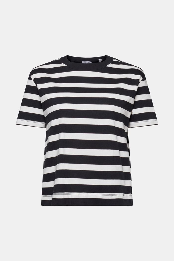 Striped Crewneck T-Shirt, BLACK, detail image number 6