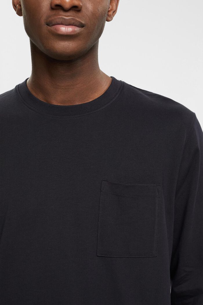 Jersey long sleeve, 100% cotton, BLACK, detail image number 0