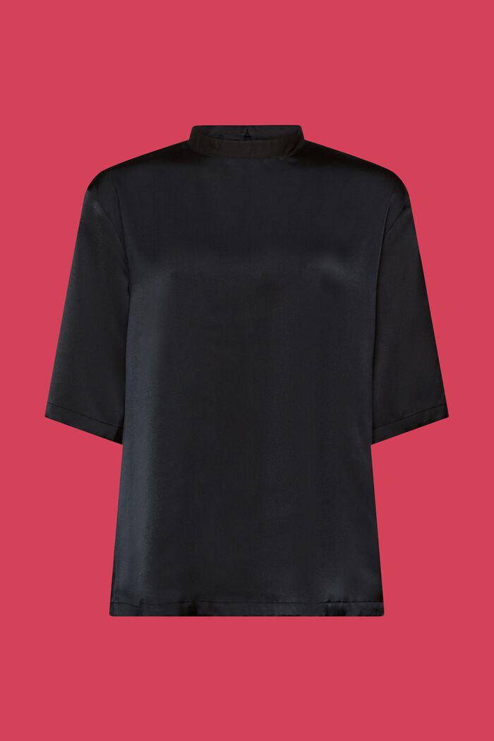 Satin blouse, BLACK, detail image number 6