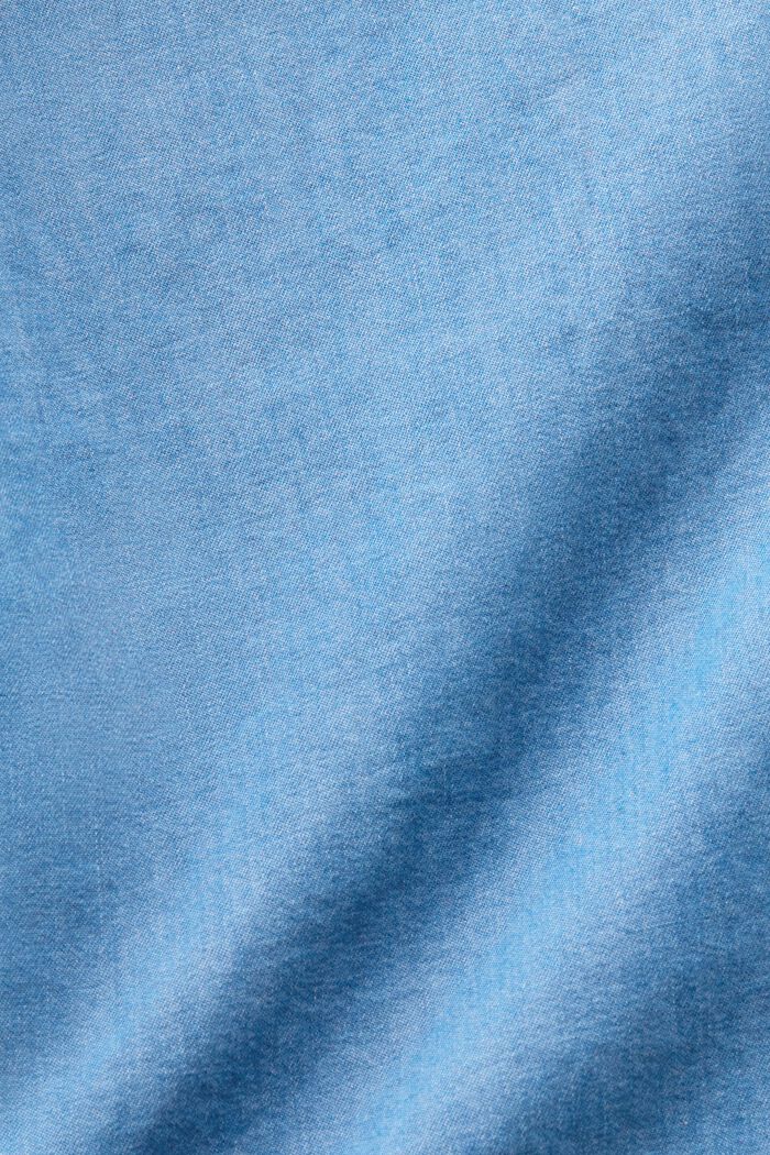 Cropped Denim Shirt Blouse, BLUE LIGHT WASHED, detail image number 5