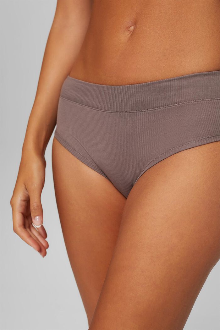 Ribbed cotton briefs, TAUPE, detail image number 1