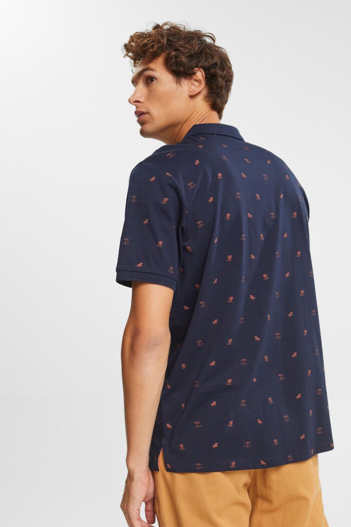 Jersey polo shirt with a print, NAVY, detail image number 3