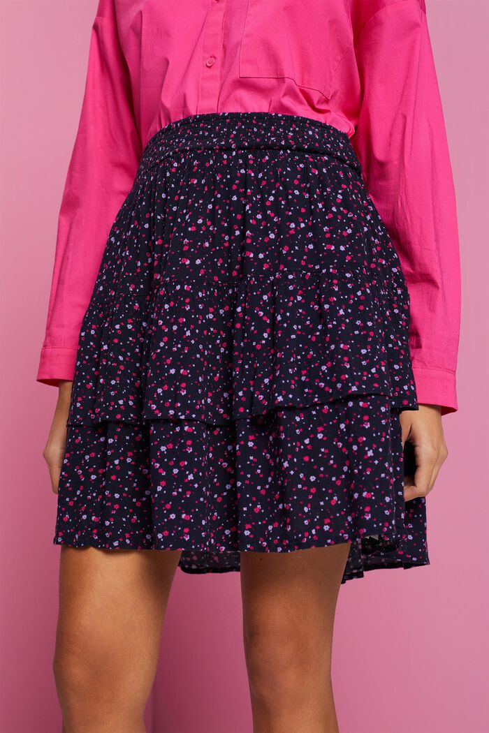Textured floral mini skirt, NAVY, detail image number 2