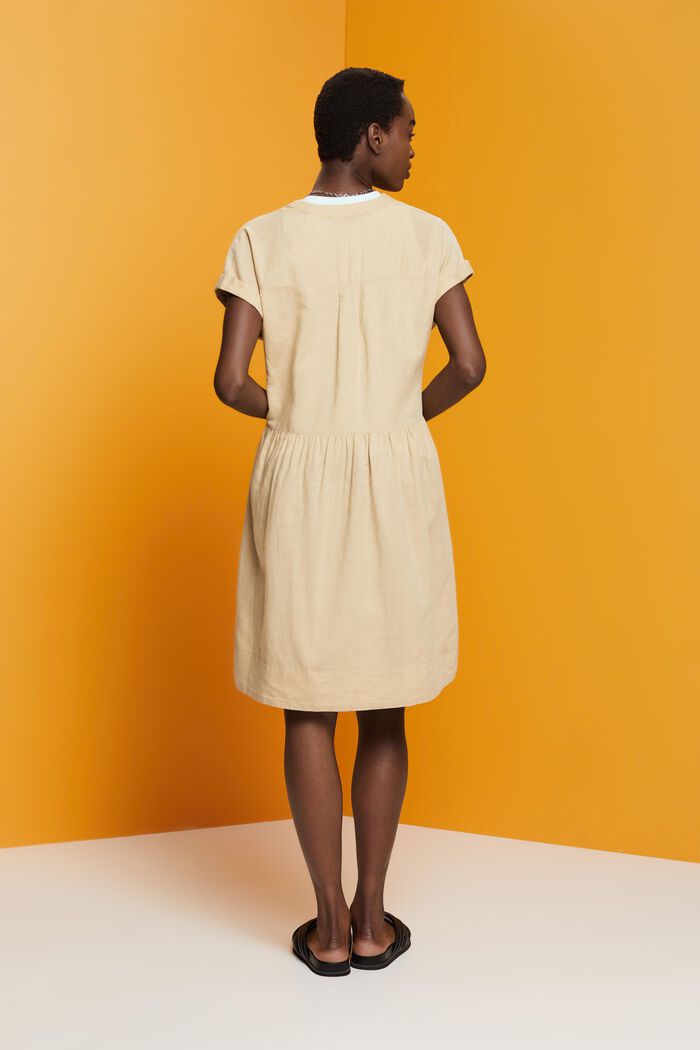 Cotton Linen Shirt Dress, SAND, detail image number 3