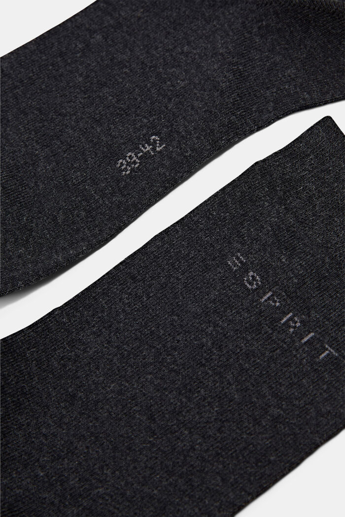 Double pack of socks with a logo, in blended organic cotton, ANTHRACITE MELANGE, detail image number 1