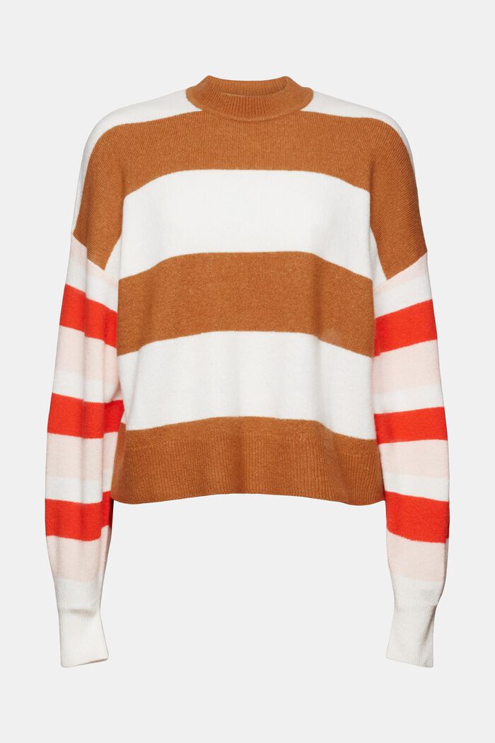 Striped Wool-Blend Sweater, CARAMEL, detail image number 6
