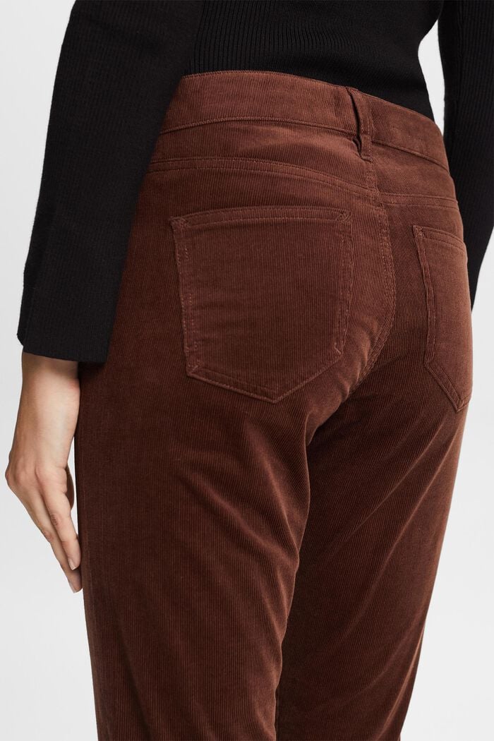 Mid-Rise Slim Corduroy Trousers, BROWN, detail image number 2