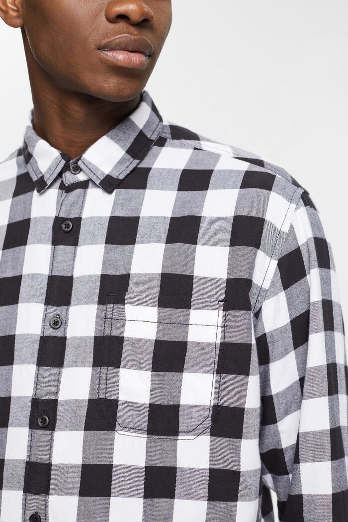 Vichy-checked flannel shirt of sustainable cotton, BLACK, detail image number 0
