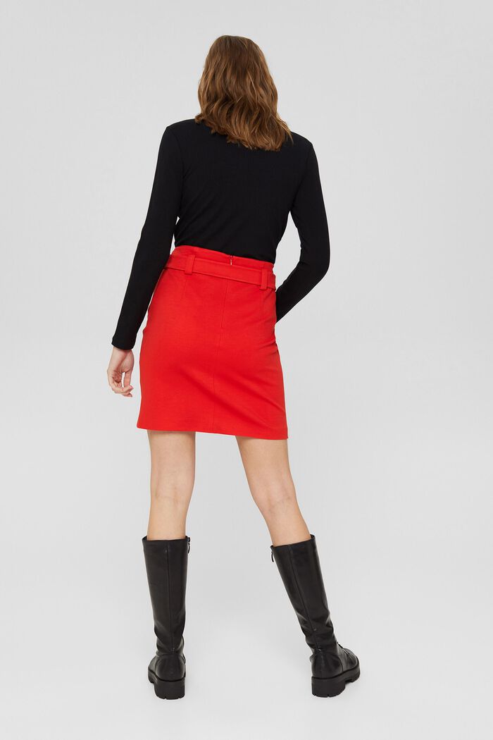 Punto jersey mini skirt with a belt, ORANGE RED, detail image number 3