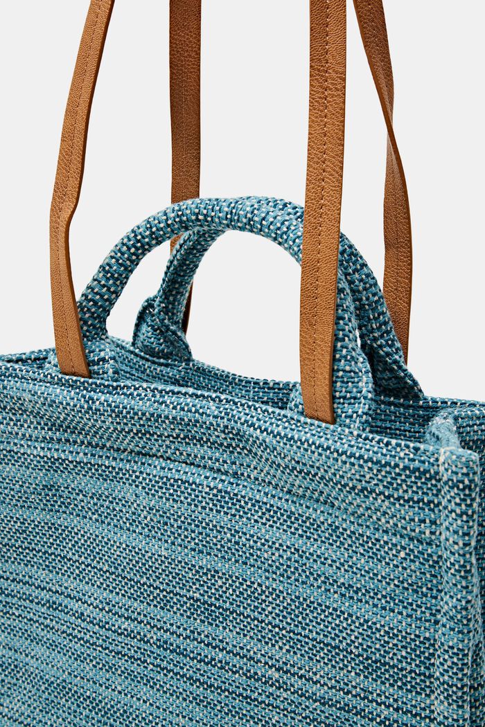 Small shopper bag in multi-coloured design, TEAL GREEN, detail image number 1