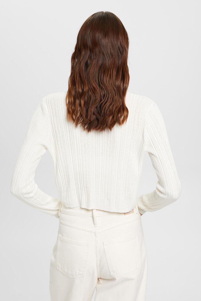 Cropped cardigan with ribbed pattern, OFF WHITE, detail image number 3