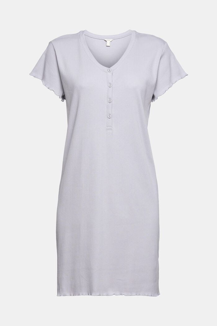 Nightshirt made of ribbed jersey, LIGHT BLUE LAVENDER, overview