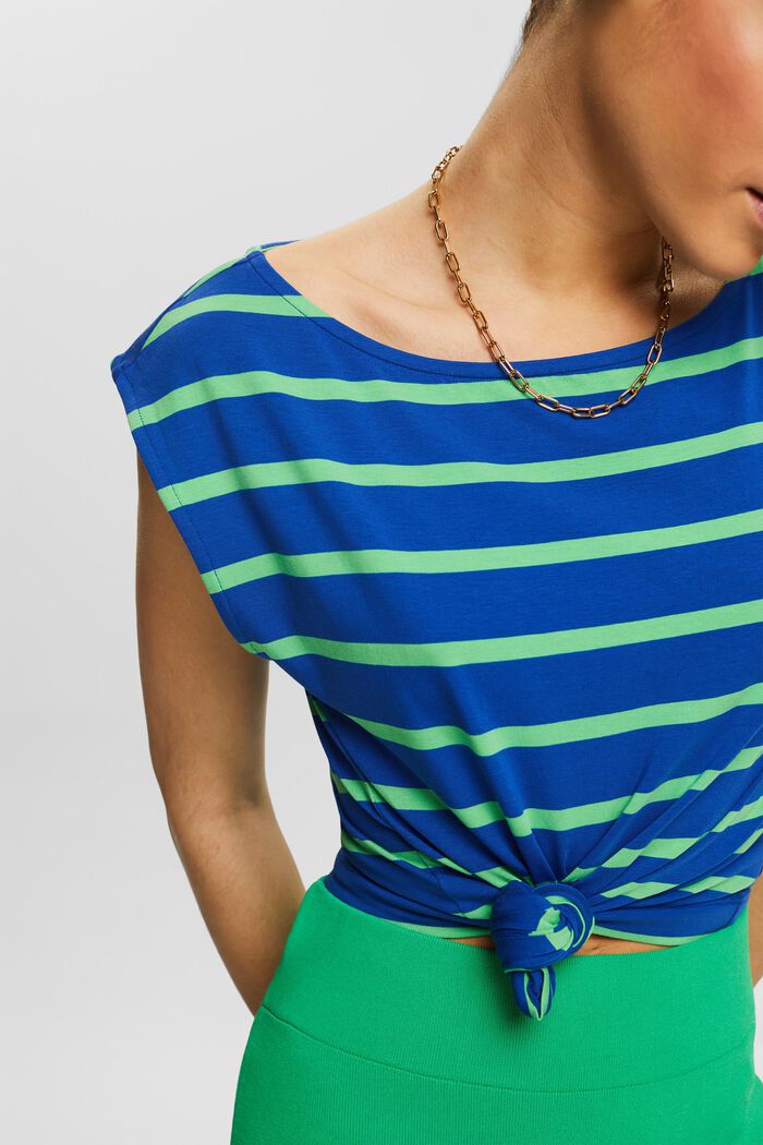 Striped Sleeveless T-Shirt, BRIGHT BLUE, detail image number 2