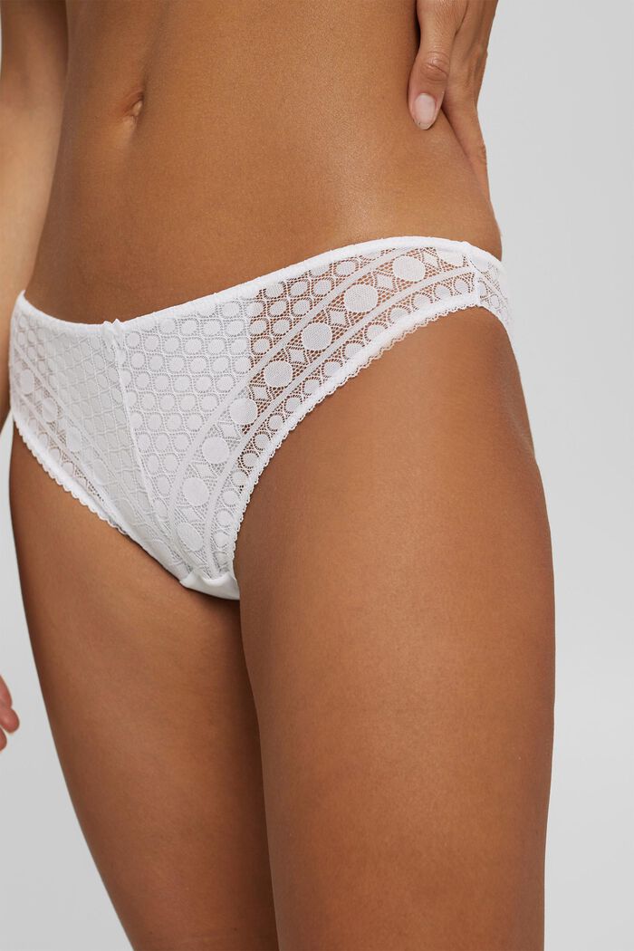 Recycled: Brazilian briefs made of geometric lace, WHITE, detail image number 1