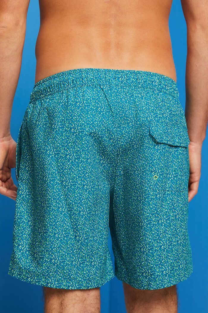 Swimming shorts with all-over pattern, TEAL BLUE, detail image number 4