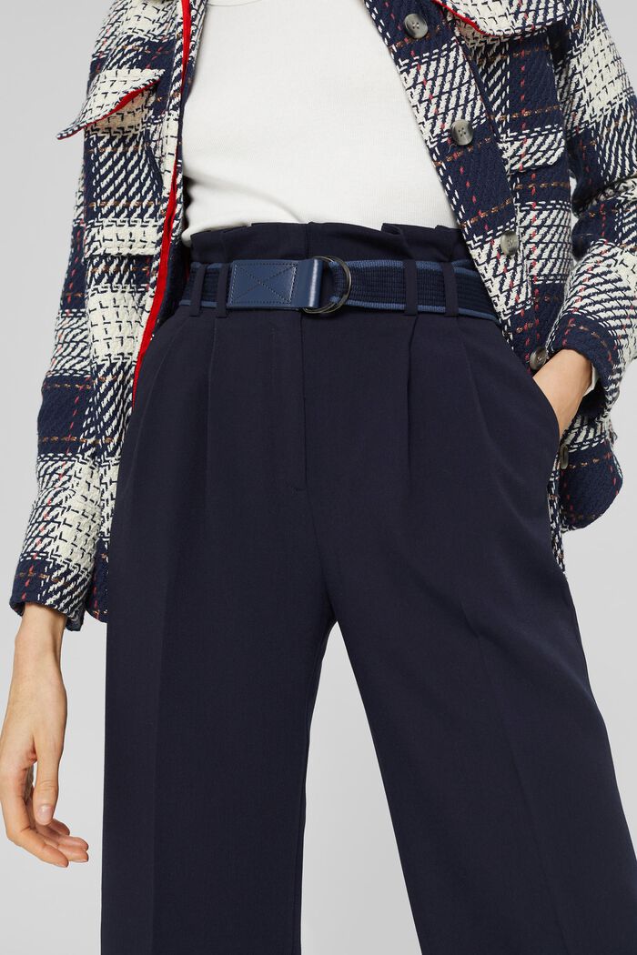 Paperbag wide-leg trousers, NAVY, detail image number 2