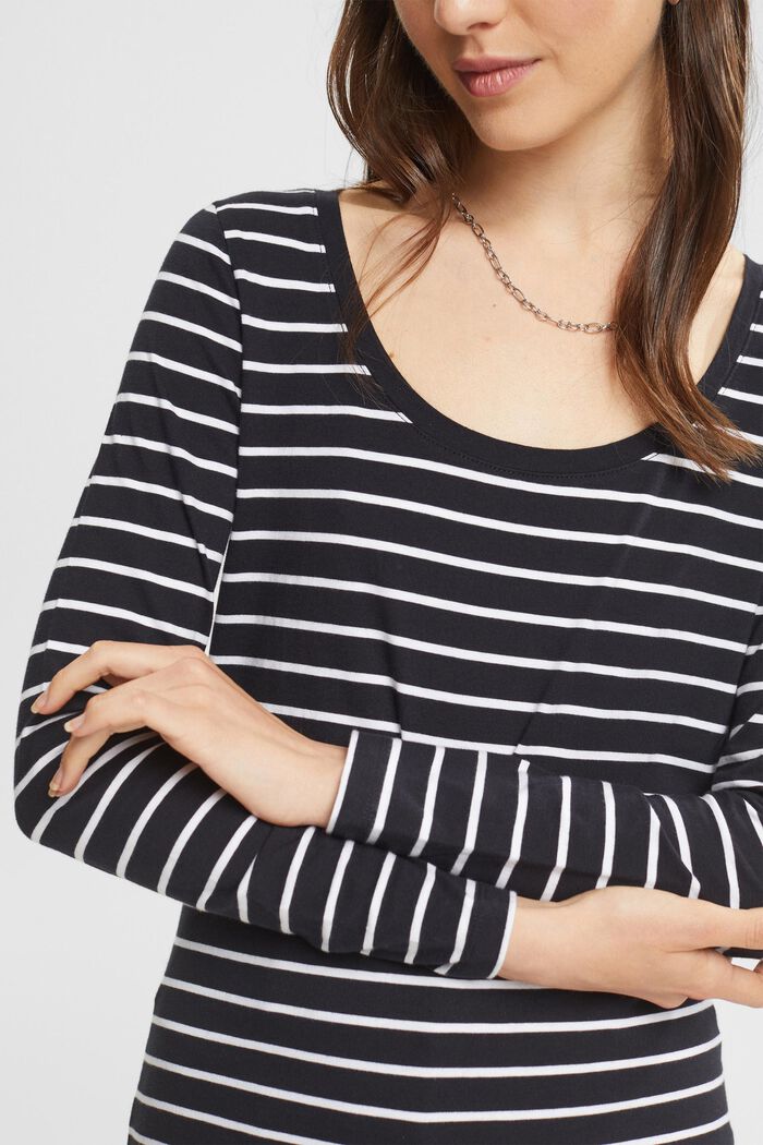 Long sleeve top with a striped pattern, BLACK, detail image number 0
