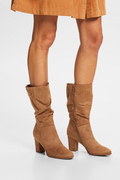 Faux suede slouch boots