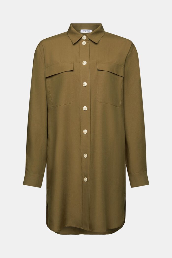 Oversized Button-Up Shirt, KHAKI GREEN, detail image number 6