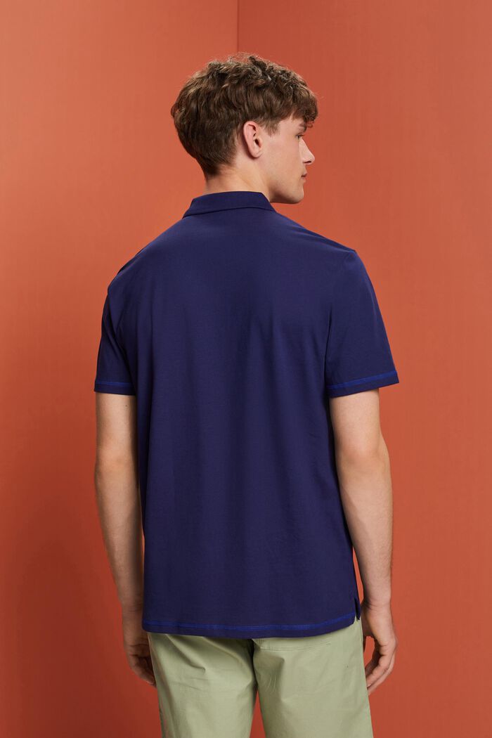 Jersey polo shirt, 100% cotton, DARK BLUE, detail image number 3