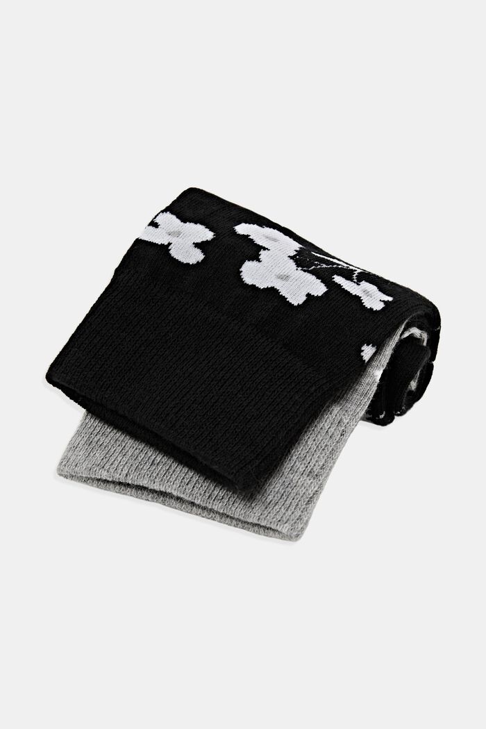 2-pack of socks with floral pattern, GREY / BLACK, detail image number 0