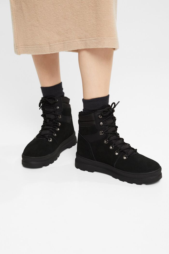 Suede lace-up boots