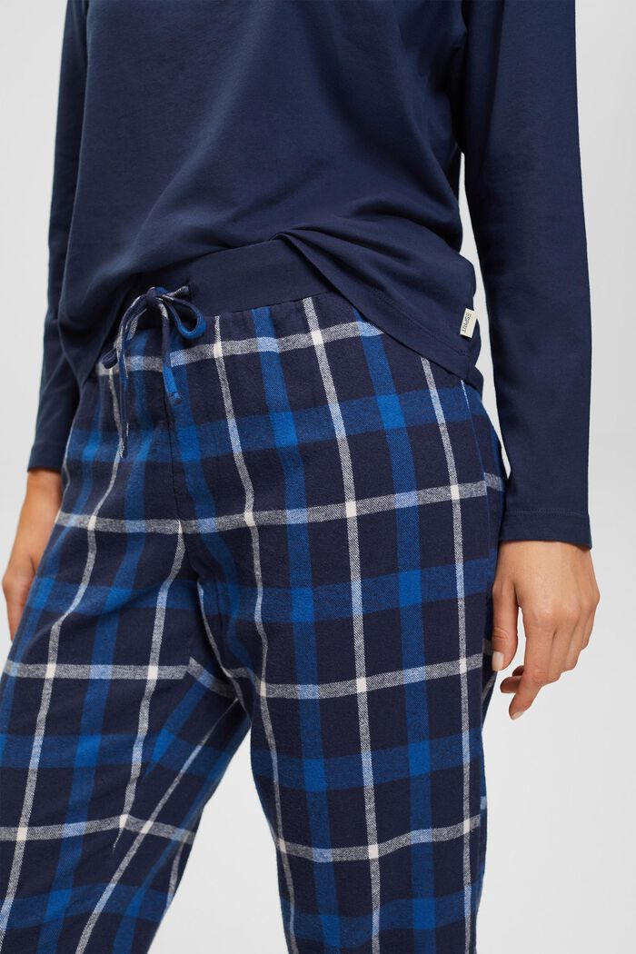 Pyjama set with checked flannel bottoms, INK, detail image number 2