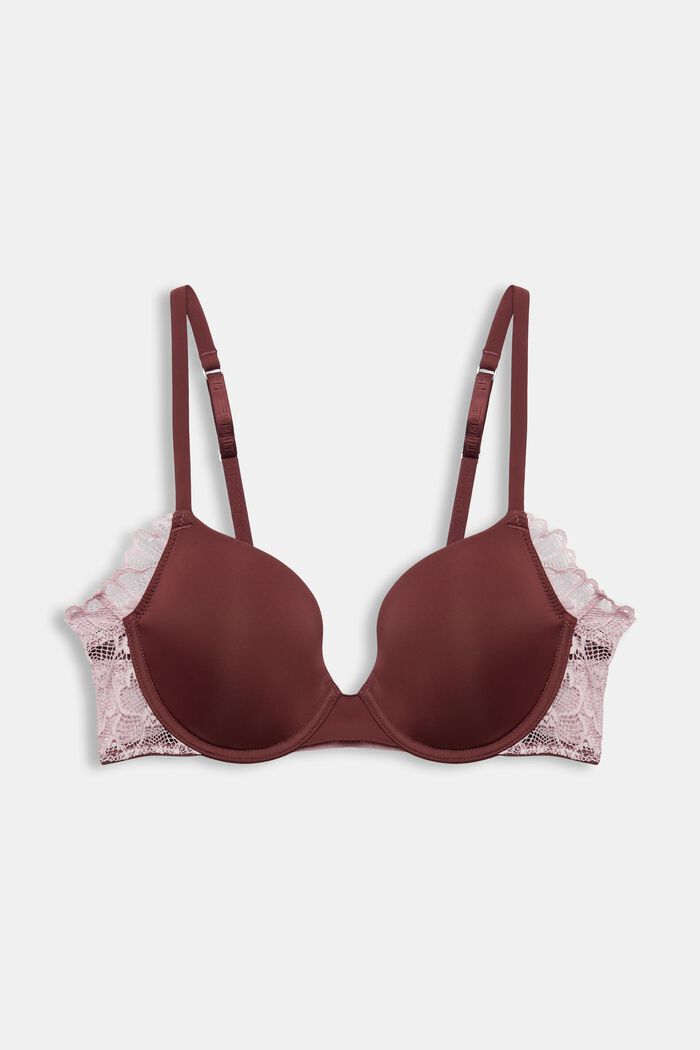 Padded Underwired Lace Bra, RUST BROWN, detail image number 4