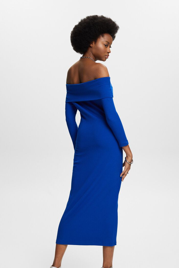 Ribbed Off-Shoulder Midi Dress, BRIGHT BLUE, detail image number 2