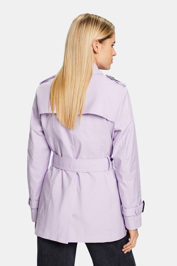Short Double-Breasted Trench Coat, LAVENDER, detail image number 3