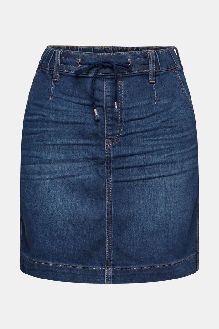 Denim skirt with a drawstring waistband