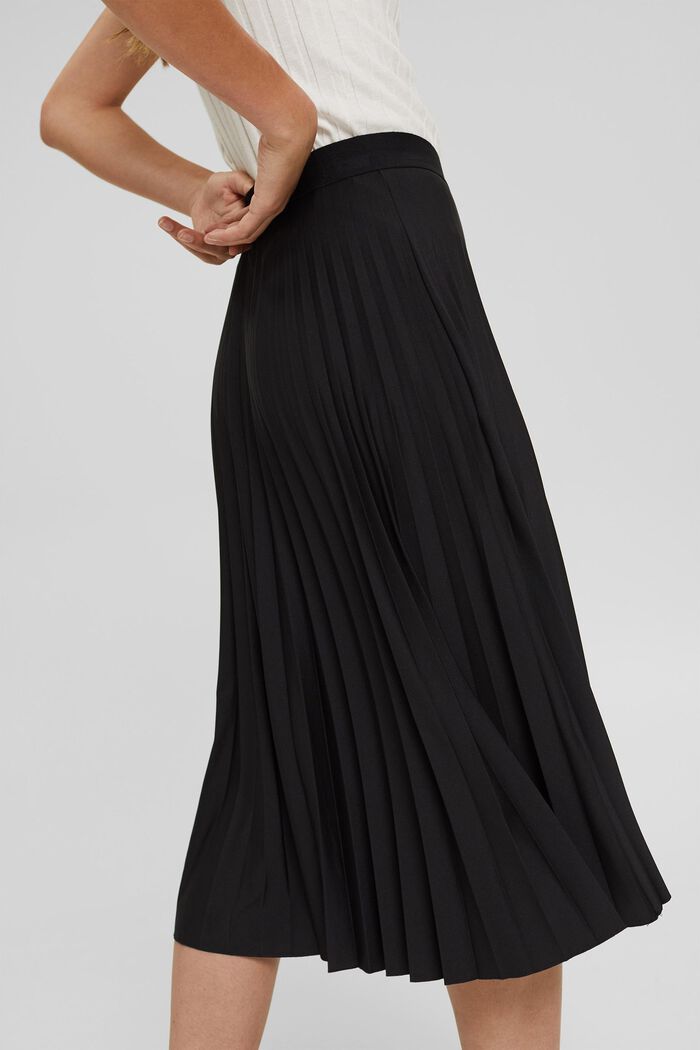 Pleated skirt with elasticated waistband, BLACK, detail image number 2