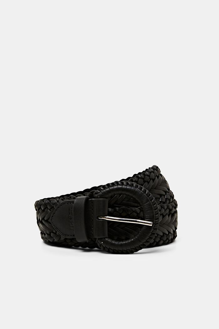 Payton leather braided belt, BLACK, detail image number 0
