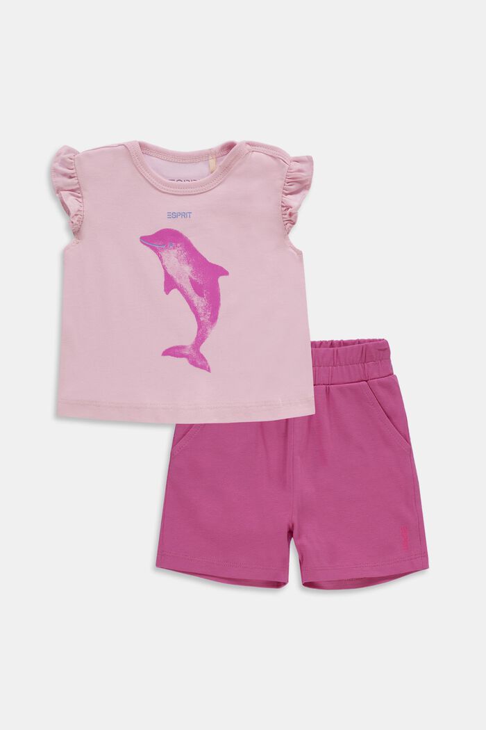 T-shirt and shorts set, in organic cotton, LIGHT PINK, detail image number 0