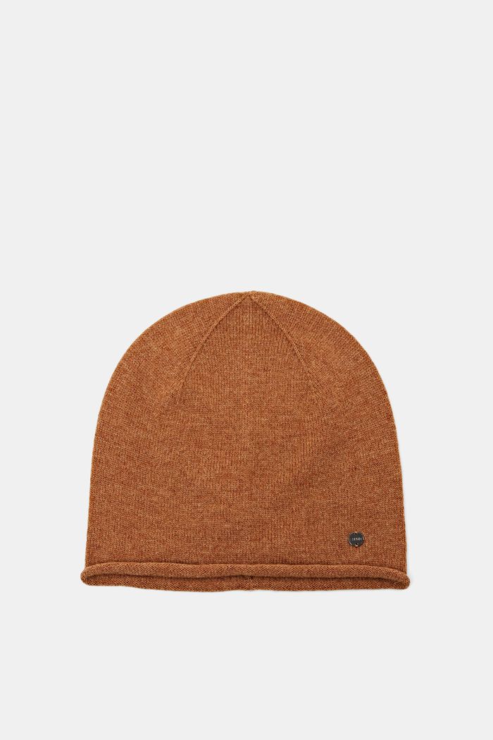 Wool-cashmere blend beanie hat