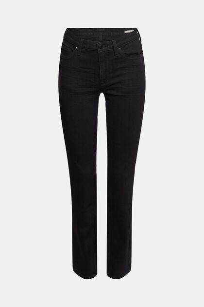 Straight leg stretch jeans, BLACK RINSE, overview