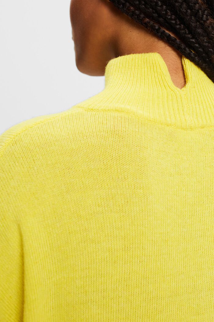 Wool-Blend Mockneck Sweater, PASTEL YELLOW, detail image number 2