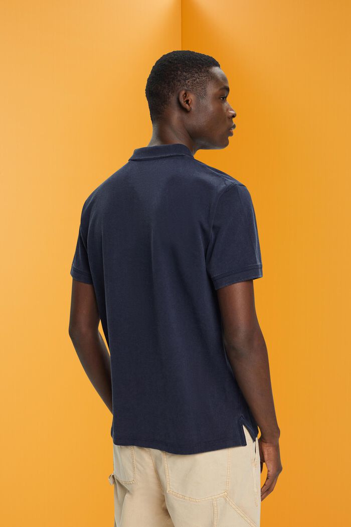 Stone-washed cotton pique polo shirt, NAVY, detail image number 3