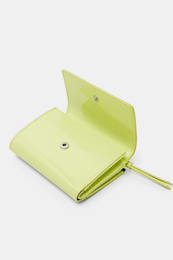 Glossy Fold-Over Wallet, LIME YELLOW, detail image number 1
