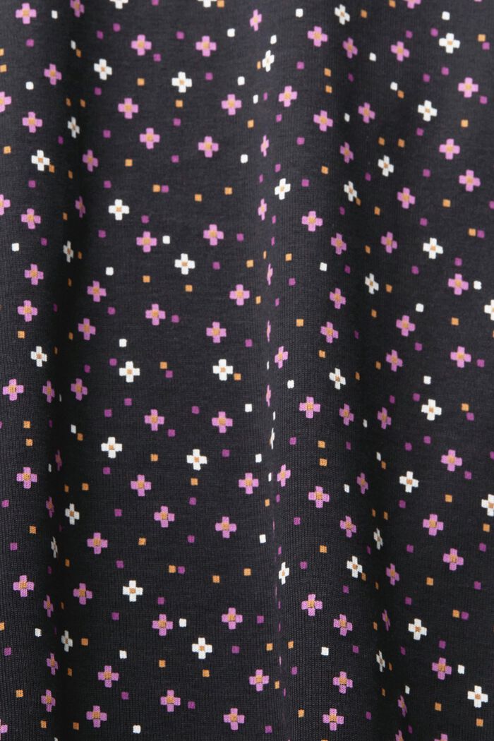 Patterned long sleeve top, 100% cotton, BLACK, detail image number 1