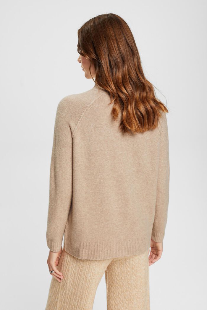 Knitted wool blend jumper with mock neck, LIGHT TAUPE, detail image number 3